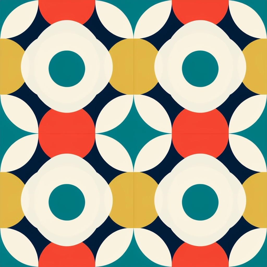 Vibrant Retro Geometric Overlapping Circles Seamless Pattern