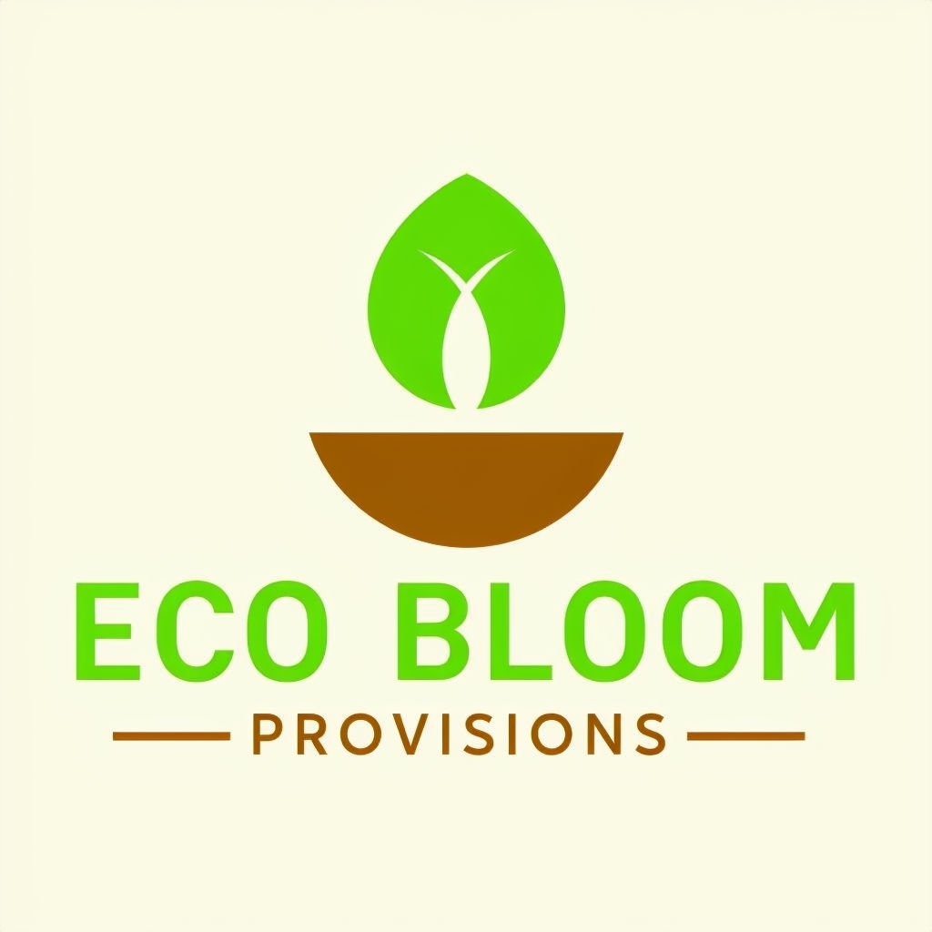 Minimalist Eco Bloom Provisions Logo Design for Sustainability Logo