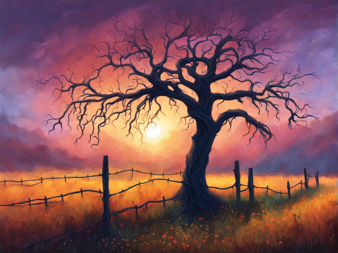 Dark Fantasy Digital Painting Medium Shot A Twisted Bare Tree Dark Fantasy Digital Painting Medium Shot A Twisted Bare Tree