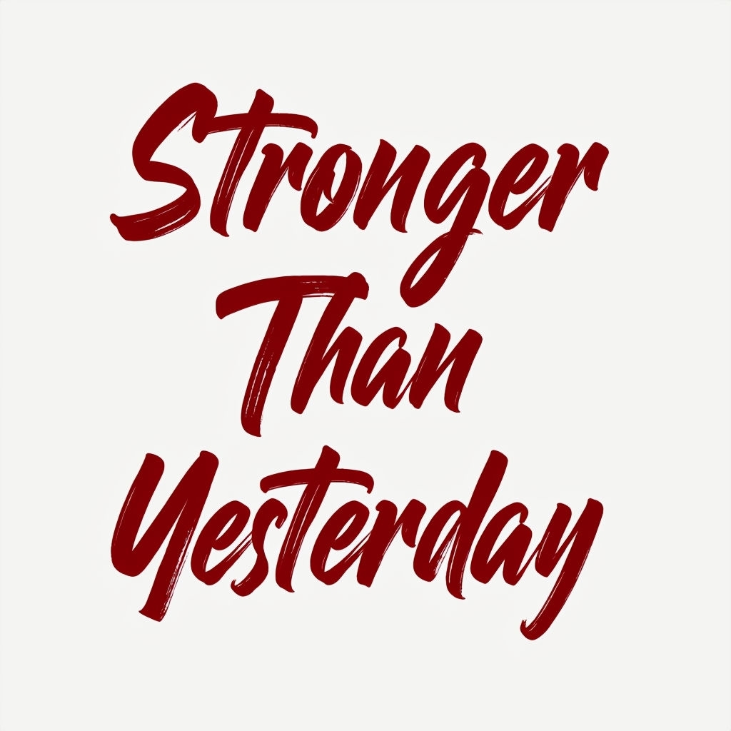 Bold Motivational Calligraphy "Stronger Than Yesterday" Mug