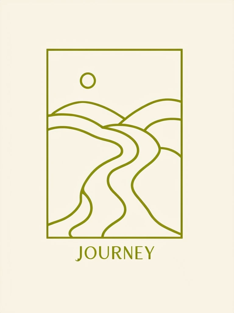 Minimalist Olive Green Journey Road Landscape Poster