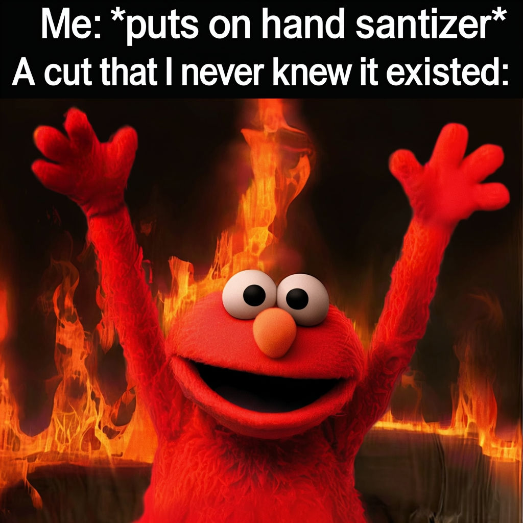 Fiery Elmo Celebrating with Humor Meme