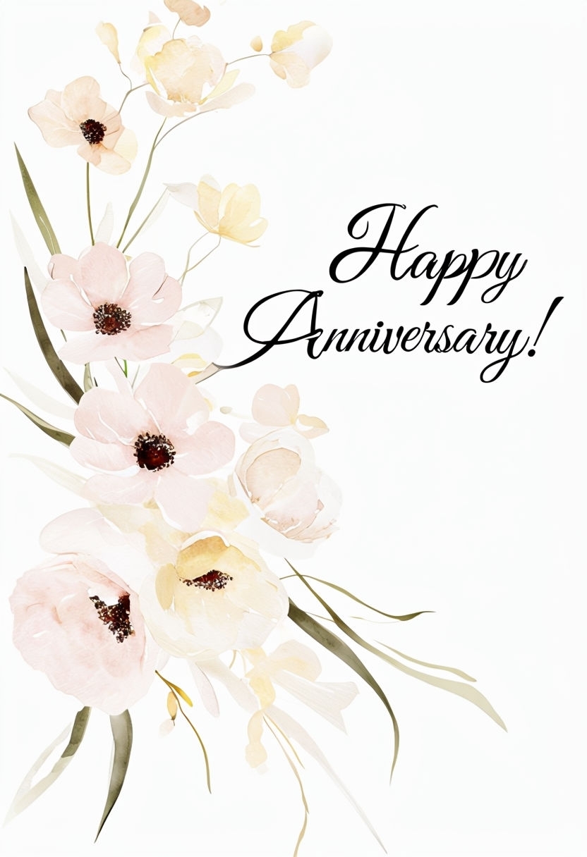 Elegant Floral Happy Anniversary Greeting Card Design