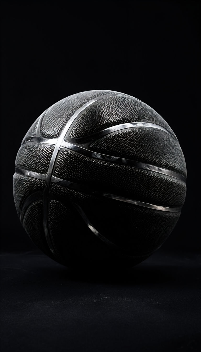 High-Contrast Basketball Photograph with Black Leather Texture Mobile Wallpaper