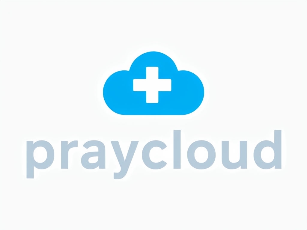 Minimalist Blue Cloud Praycloud Logo Design for Health and Care Logo