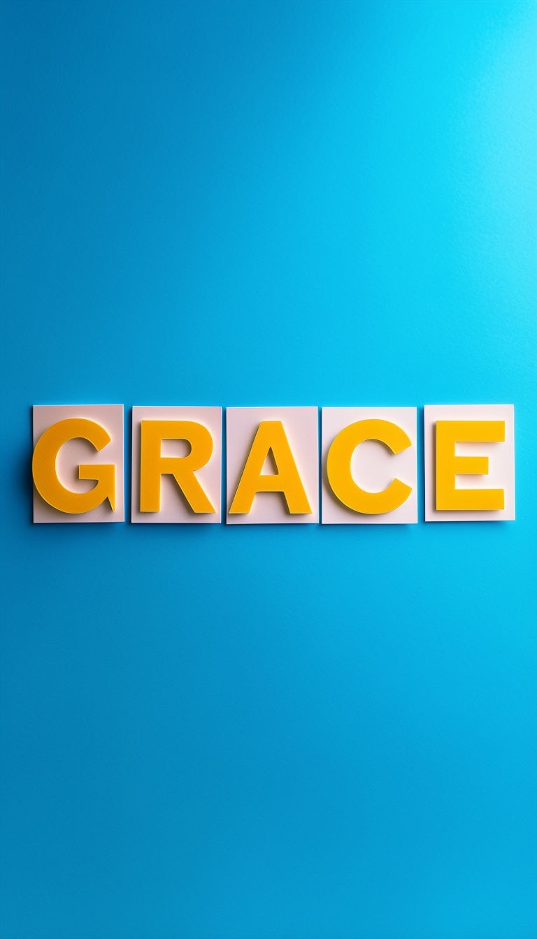 Vibrant Blue and Yellow GRACE Typography Design Phone Case Cover