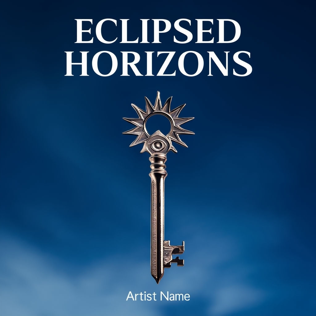 Eclipsed Horizons Album Cover with Metallic Silver Key Design