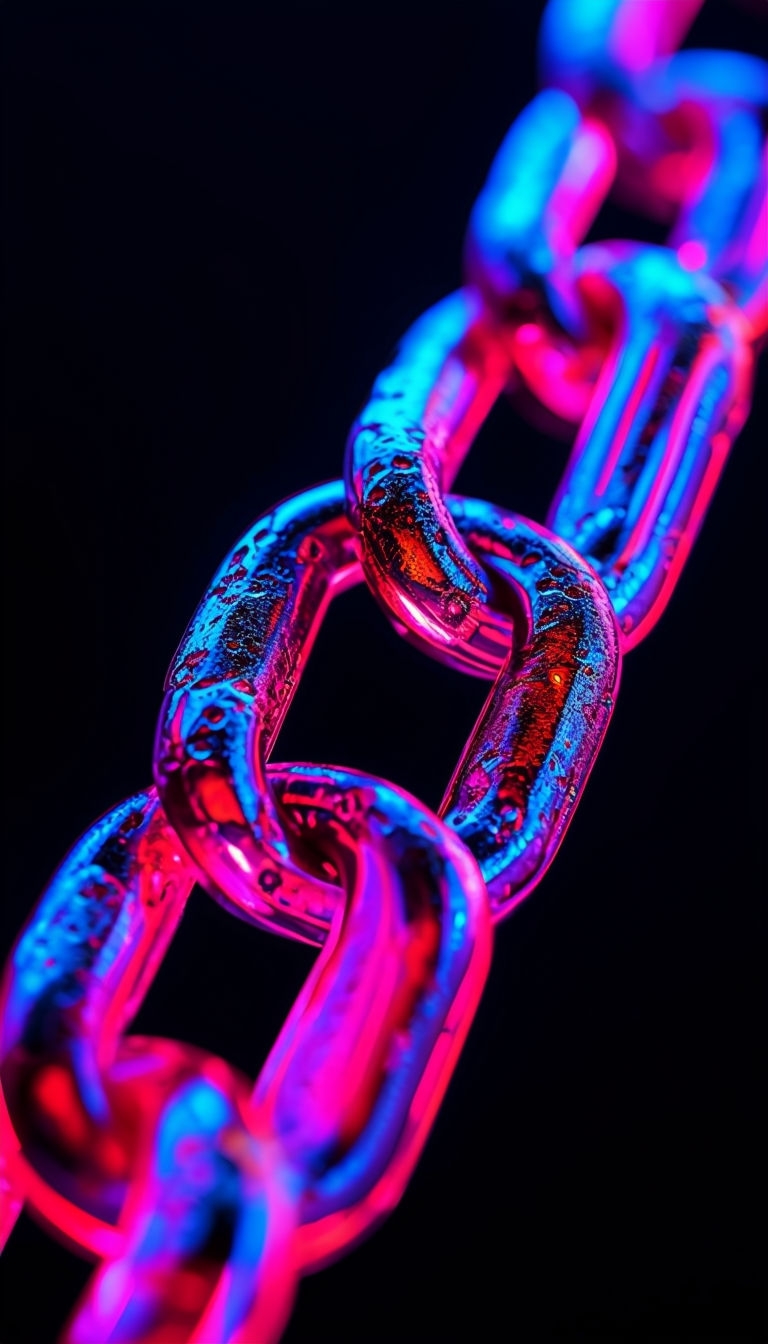 Vibrant Neon Chain Close-Up Photography for Mobile Wallpaper