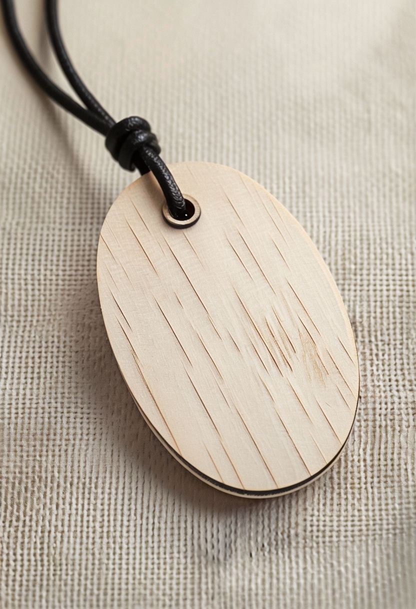 Elegant Wooden Tag Close-Up Photography Art