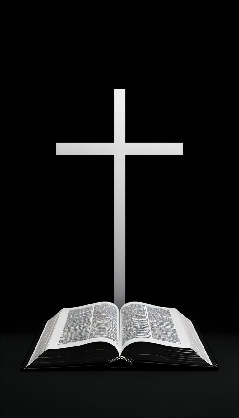 Minimalist Digital Artwork of Cross and Holy Bible Mobile Wallpaper
