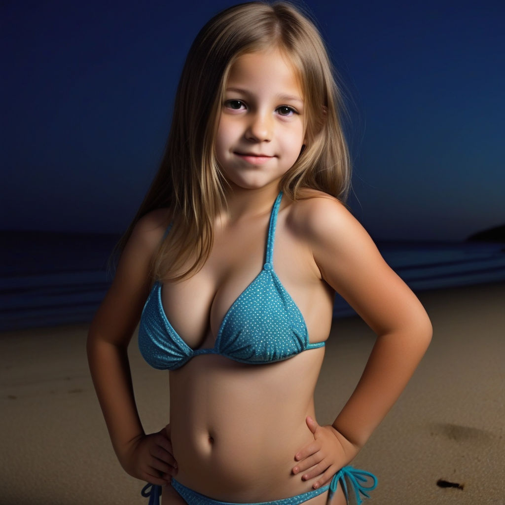 11 -year -old girl raised her breasts slightly