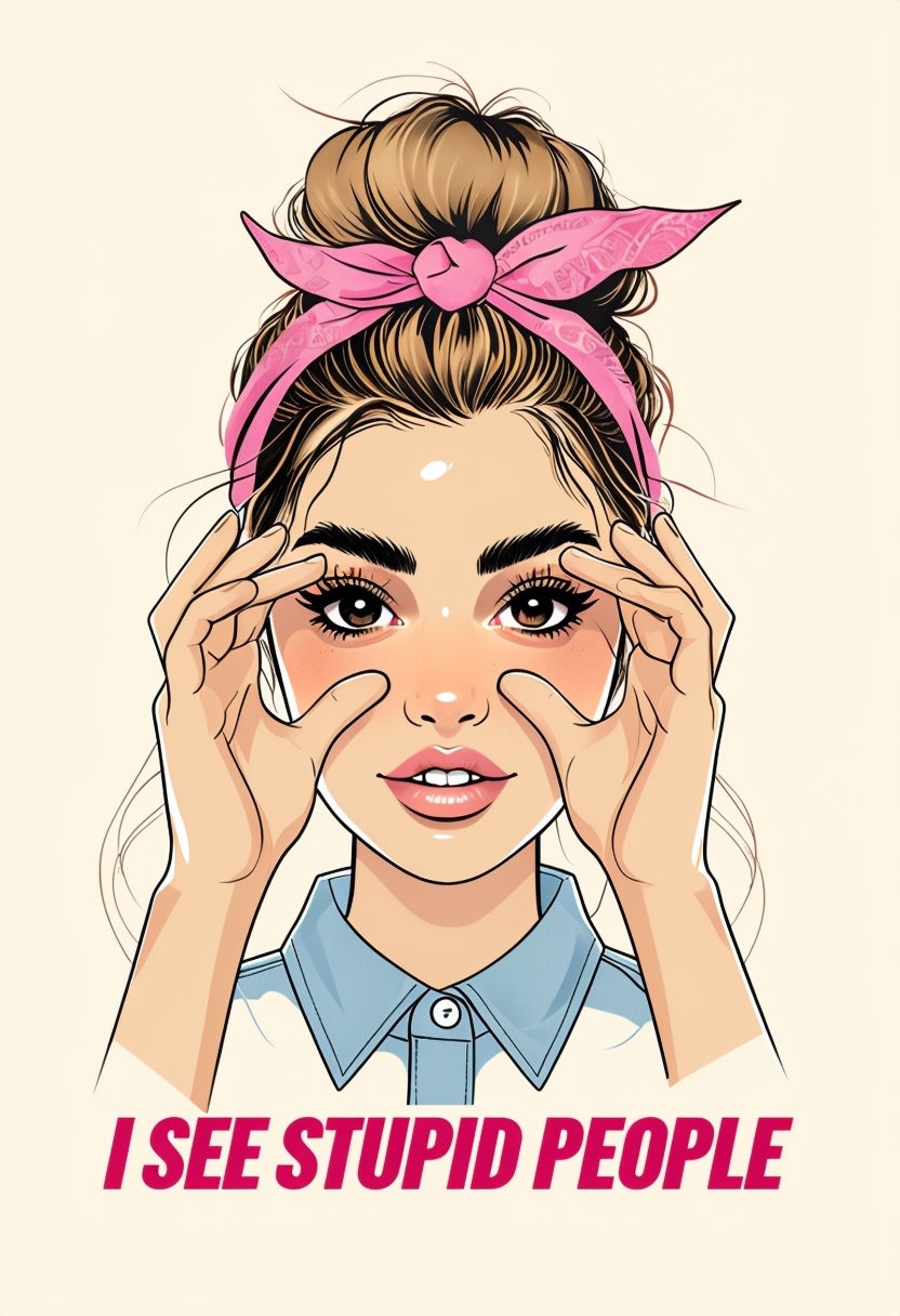 Playful Young Woman Illustration with Humorous Quote Poster
