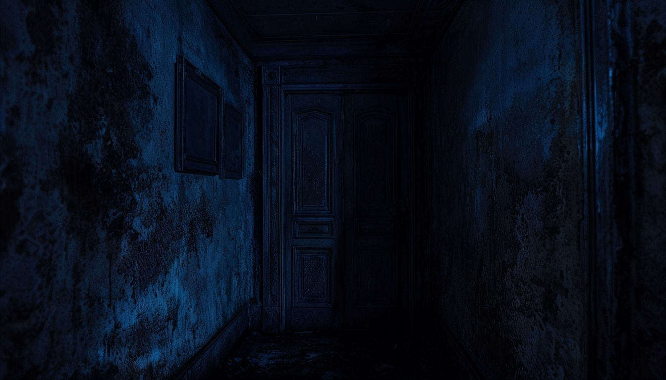Eerie Dimly Lit Hallway Virtual Background for Horror Themes