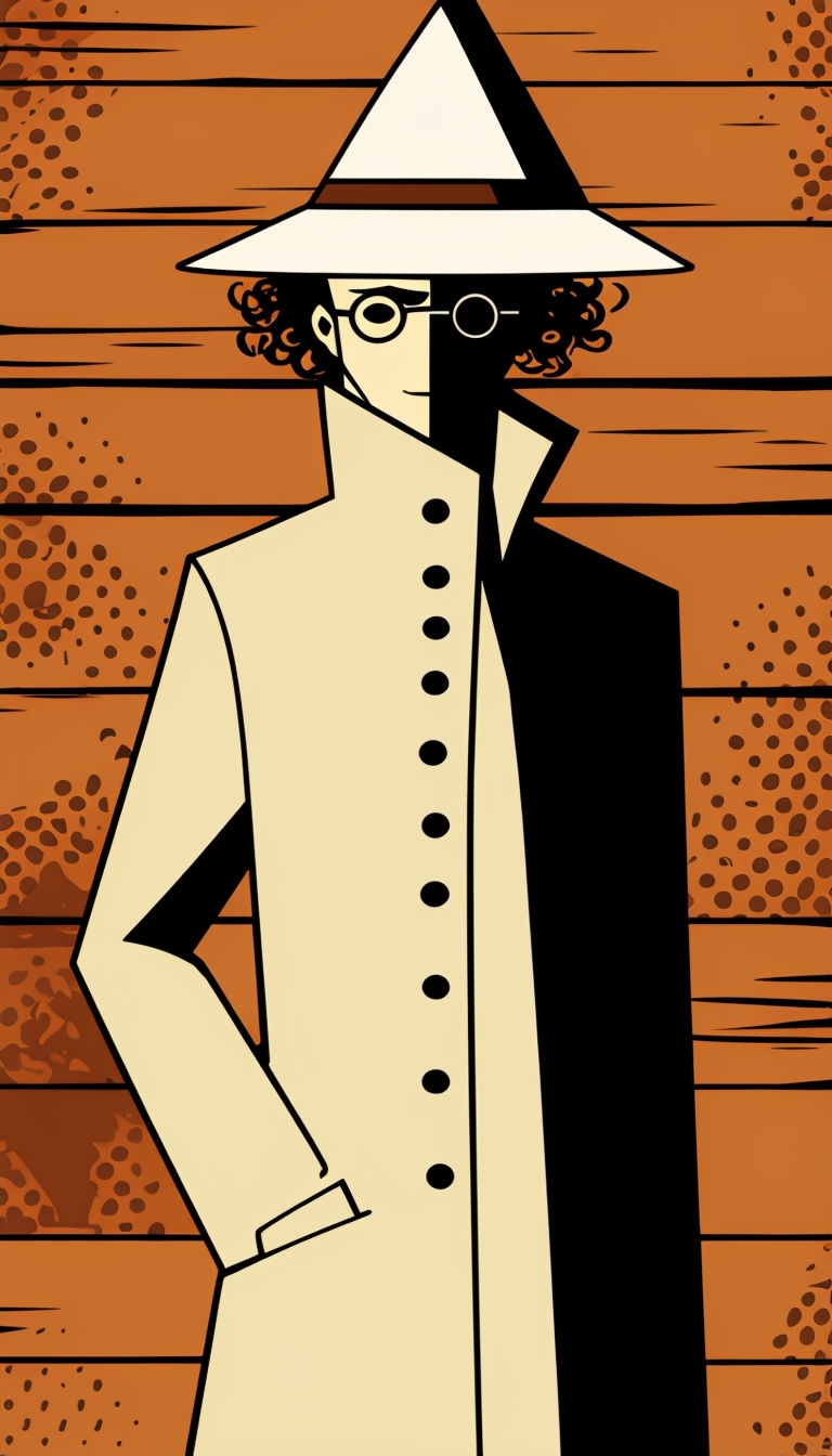 Stylized Cartoon Character in Cream Coat Illustration Mobile Wallpaper