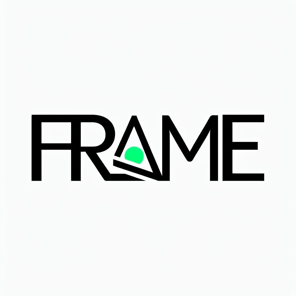 Minimalist FRAME Logo with Integrated Graphic Element Design Logo