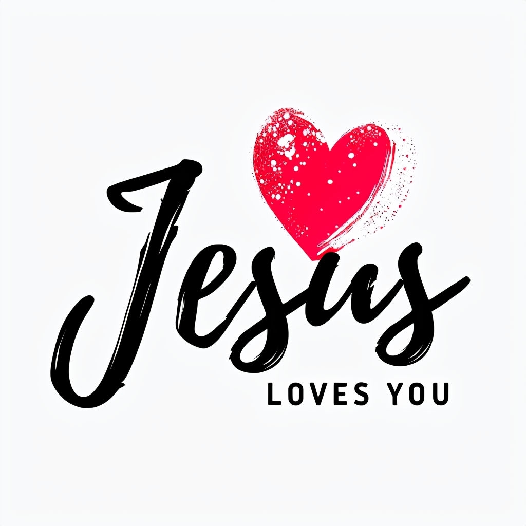 Minimalist Jesus Loves You Heart Design Mug