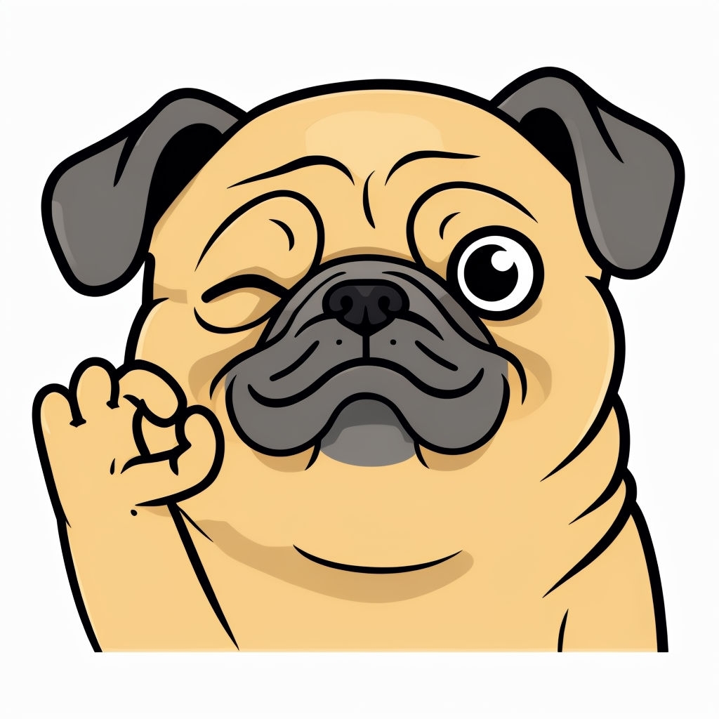 Cheerful Cartoon Pug Giving OK Hand Sign Sticker