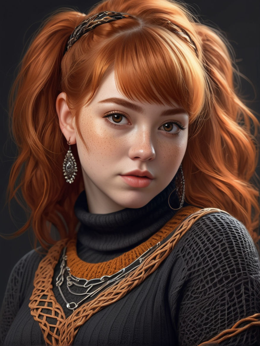 Half body portrait of a lovely redhead