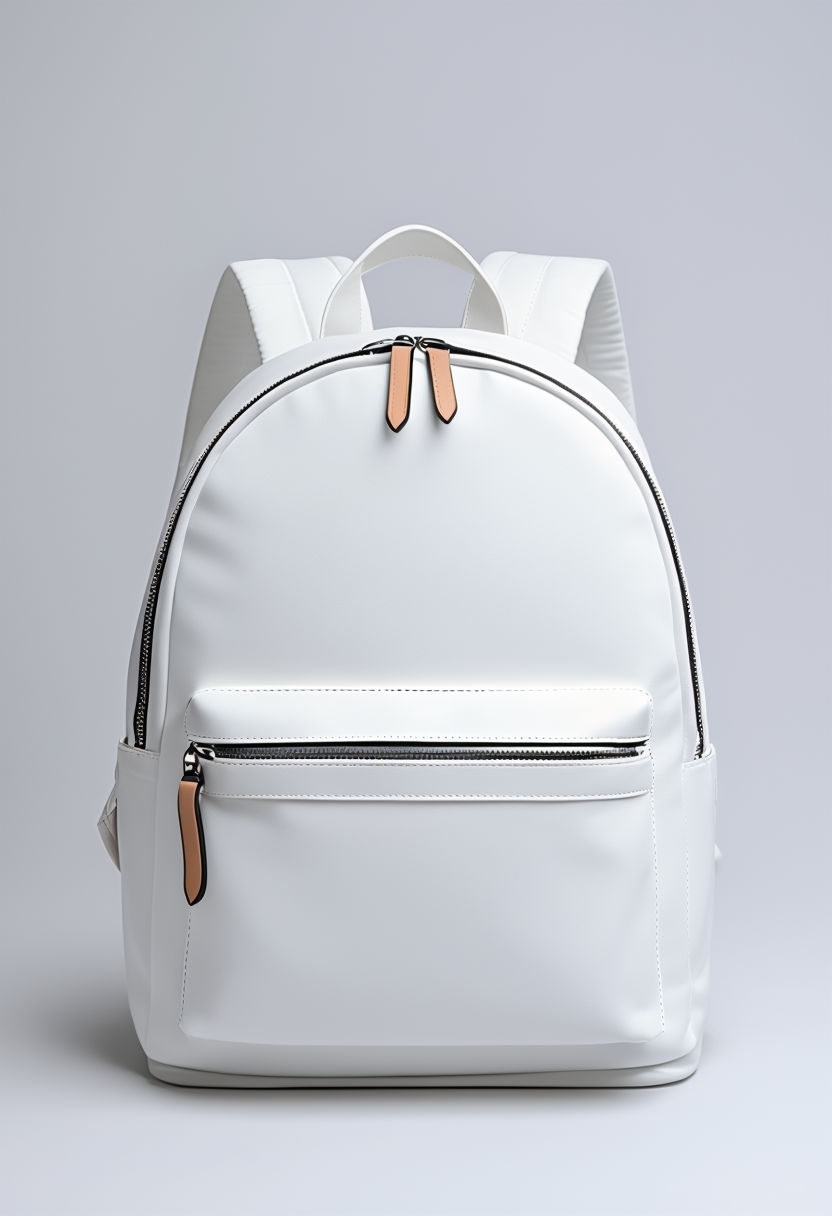 Minimalist White Backpack Design Against Light Gray Background Mockup