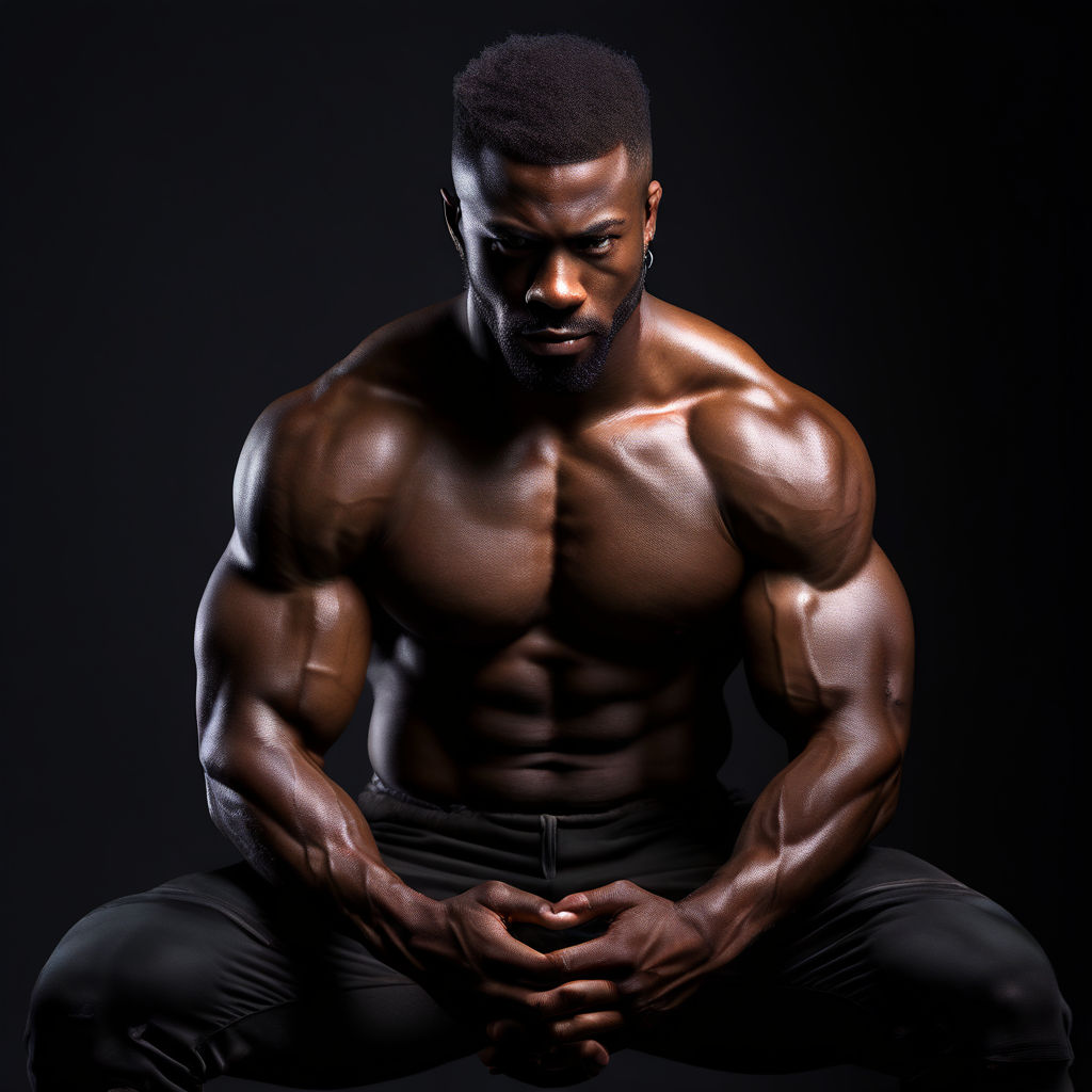 black man with strong muscles portrait