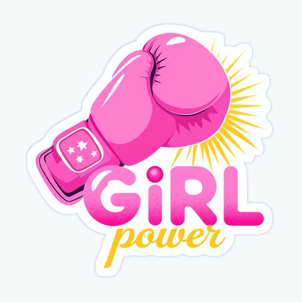 Empowering Pink Boxing Glove with GIRL Power Sticker