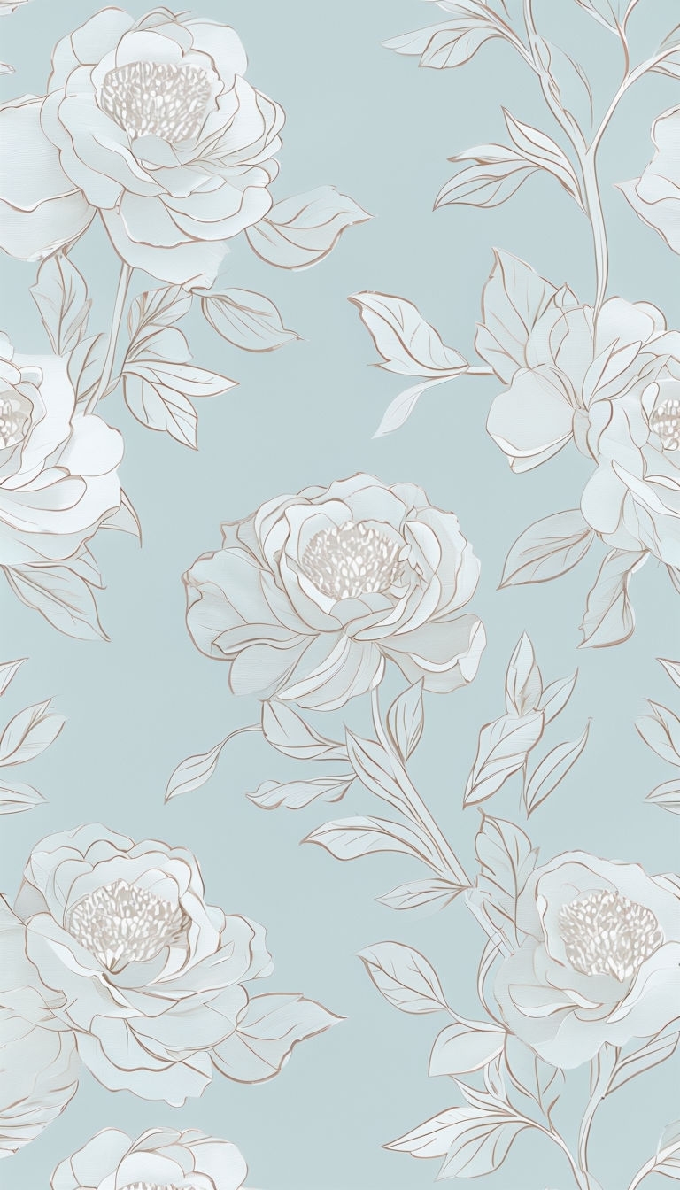 Elegant Floral Seamless Pattern in Light Taupe on Blue Phone Case Cover