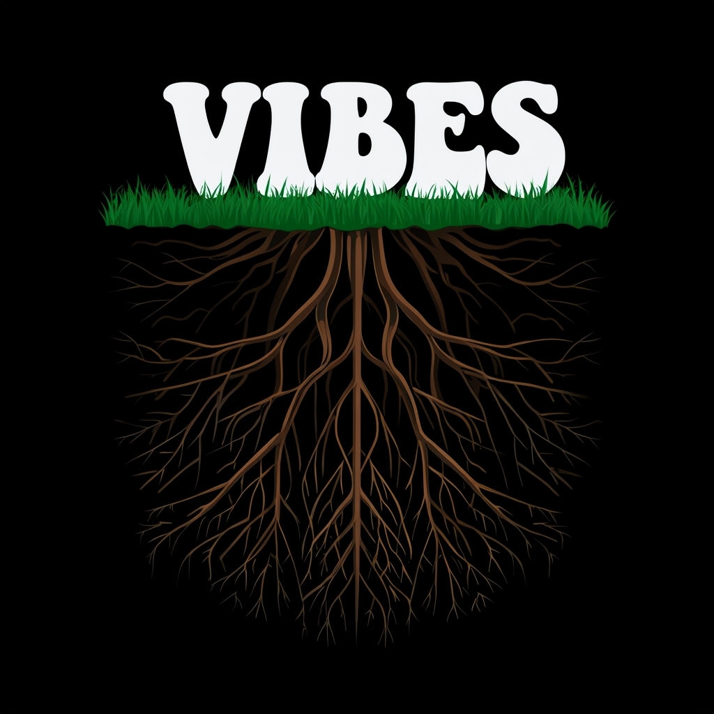 Groovy Vibes with Retro Text and Nature Roots Spotify Album Cover
