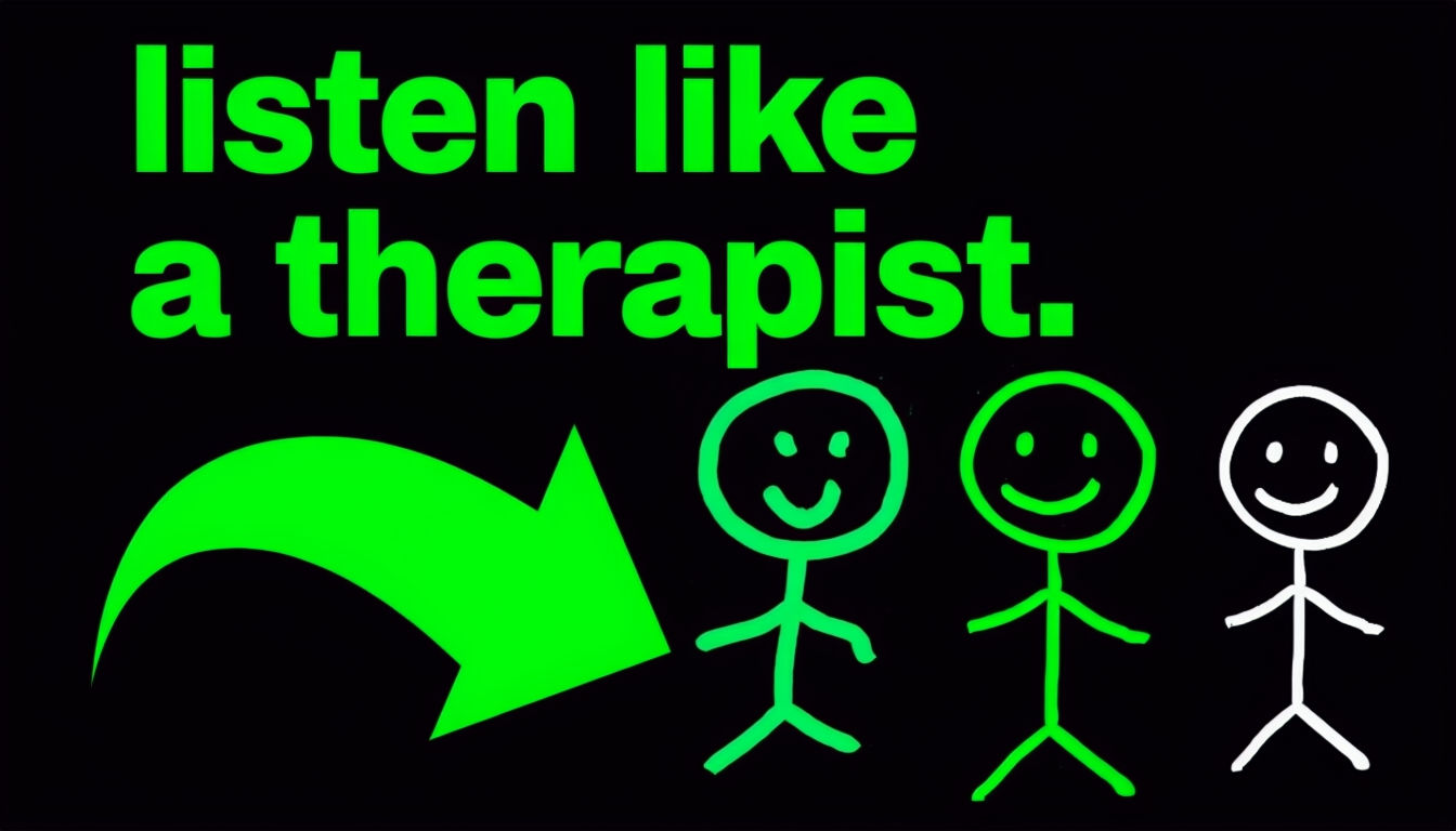 Listen Like a Therapist Neon Stick Figures Art