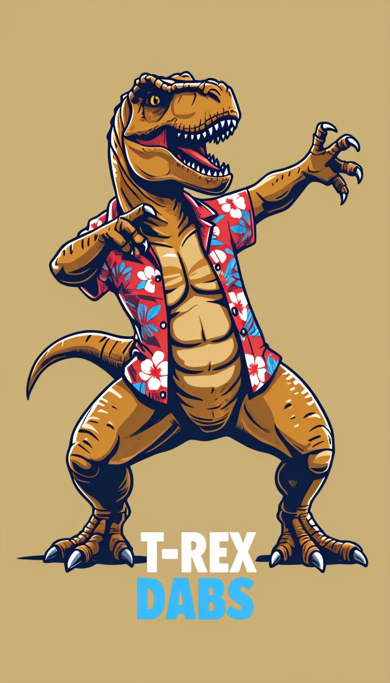 Playful Dabbing T-Rex Cartoon Illustration T-Shirt