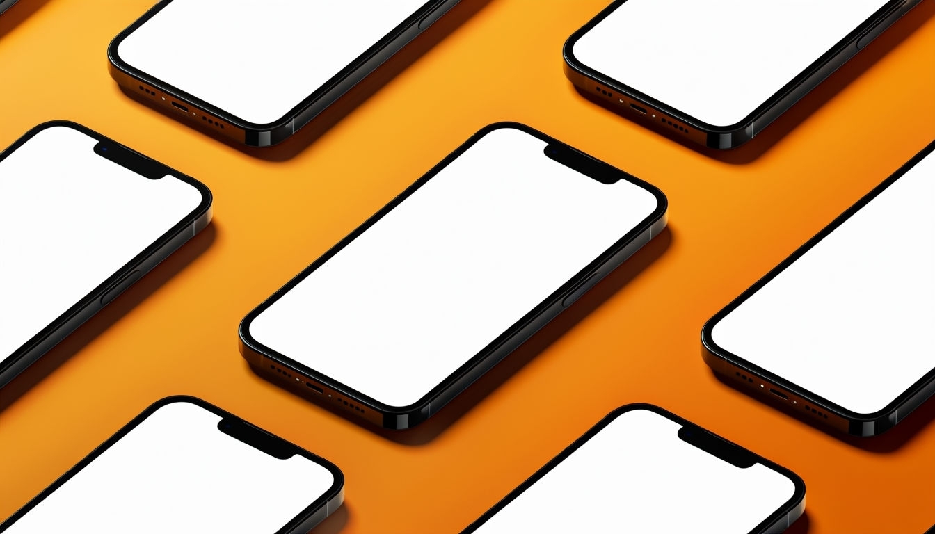 Vibrant Modern Smartphone Pattern Overhead Flat Lay Mockup