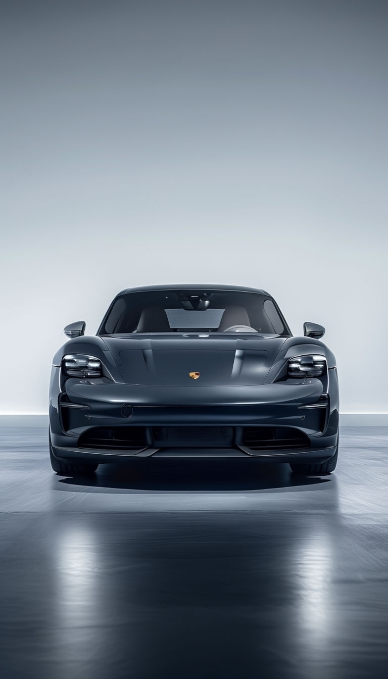 Sleek Black Porsche Taycan Studio Shot Phone Case Cover