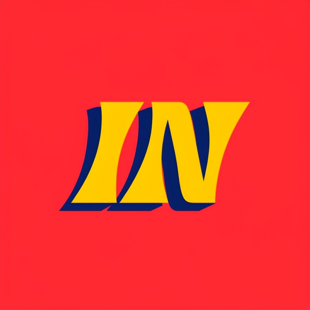 Bold Yellow 'IN' Typography Logo on Vibrant Red Background
