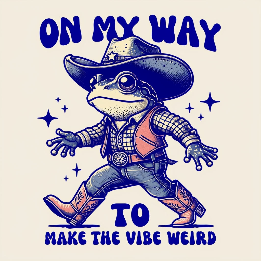 Whimsical Cowboy Frog with Retro Text T-Shirt