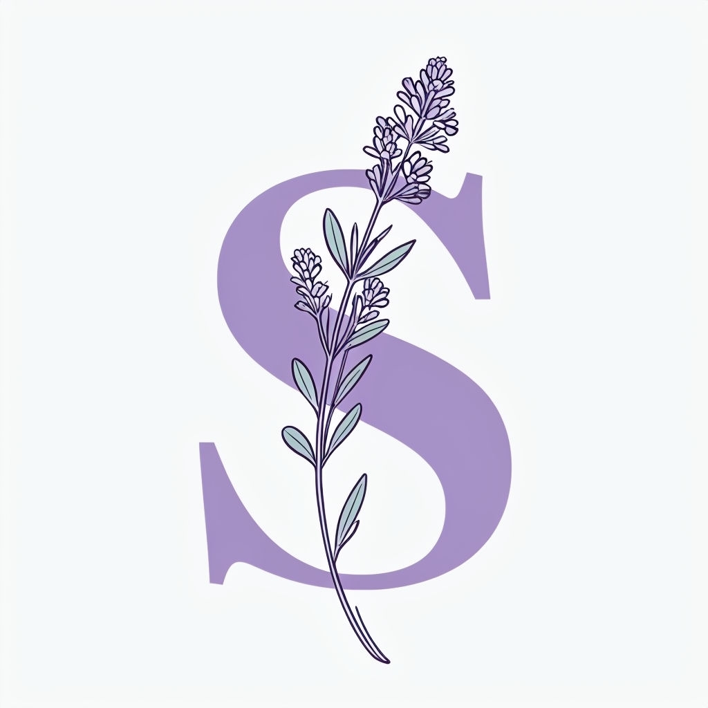 Elegant Lavender S Monogram with Organic Floral Accents Monogram
