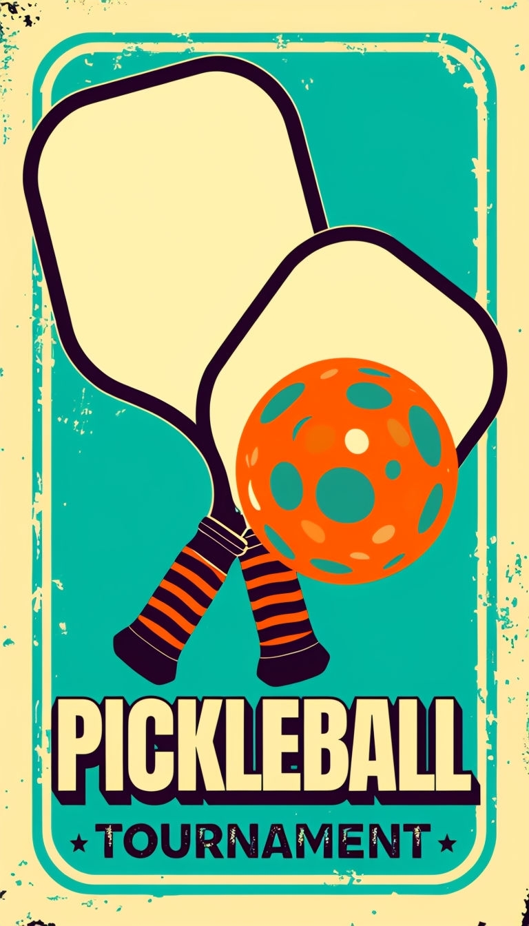 Vintage Pickleball Tournament Retro Style Poster