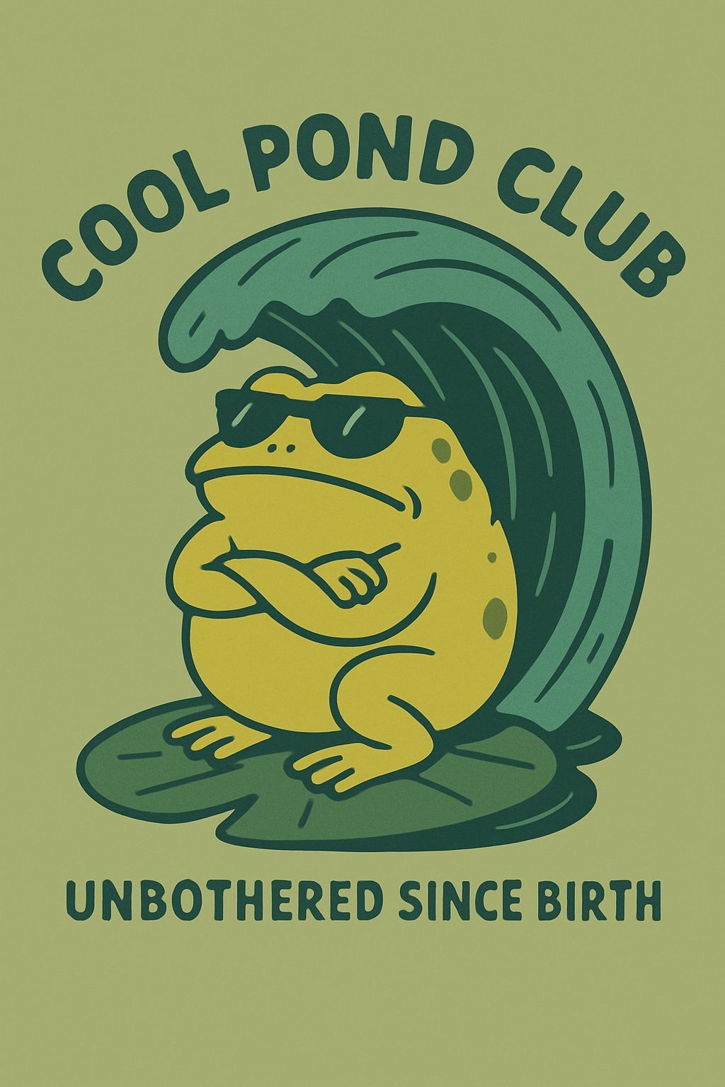 Cool Pond Club Relaxed Frog Illustration T-Shirt