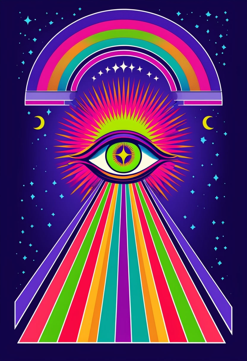 Psychedelic Third Eye with Colorful Sunburst Poster