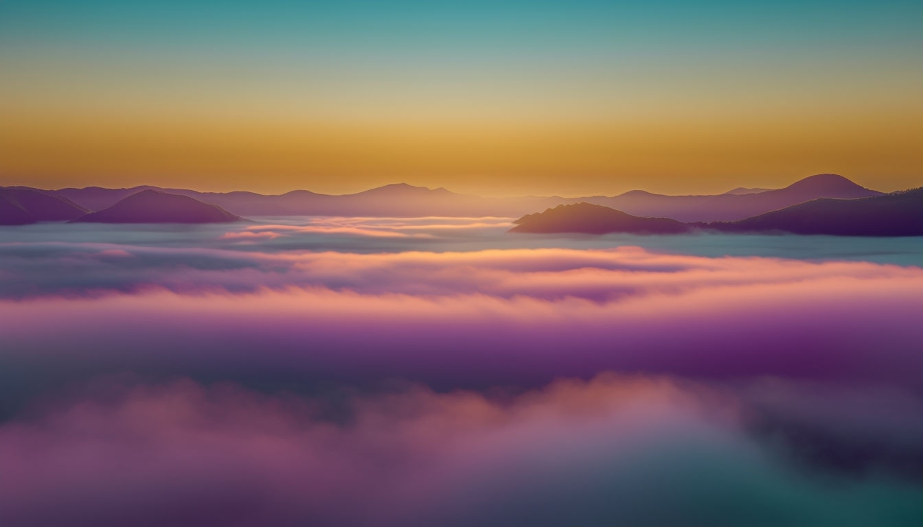 Serene Sunrise Over Cloud-Filled Valley Virtual Background