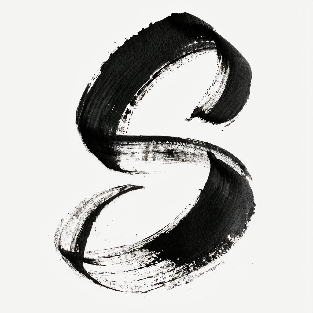 Striking Black Brushstroke Letter S Monogram Art