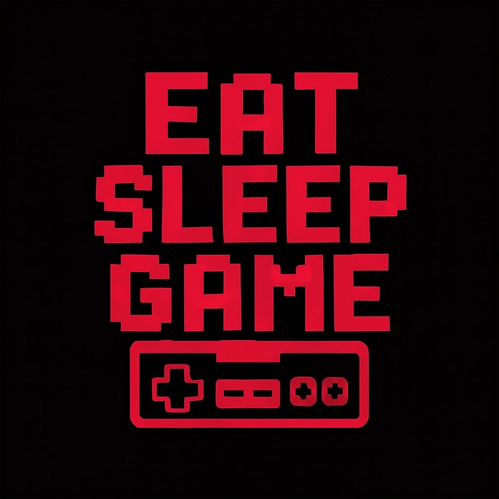 Bold Pixel Art EAT SLEEP GAME Design T-Shirt
