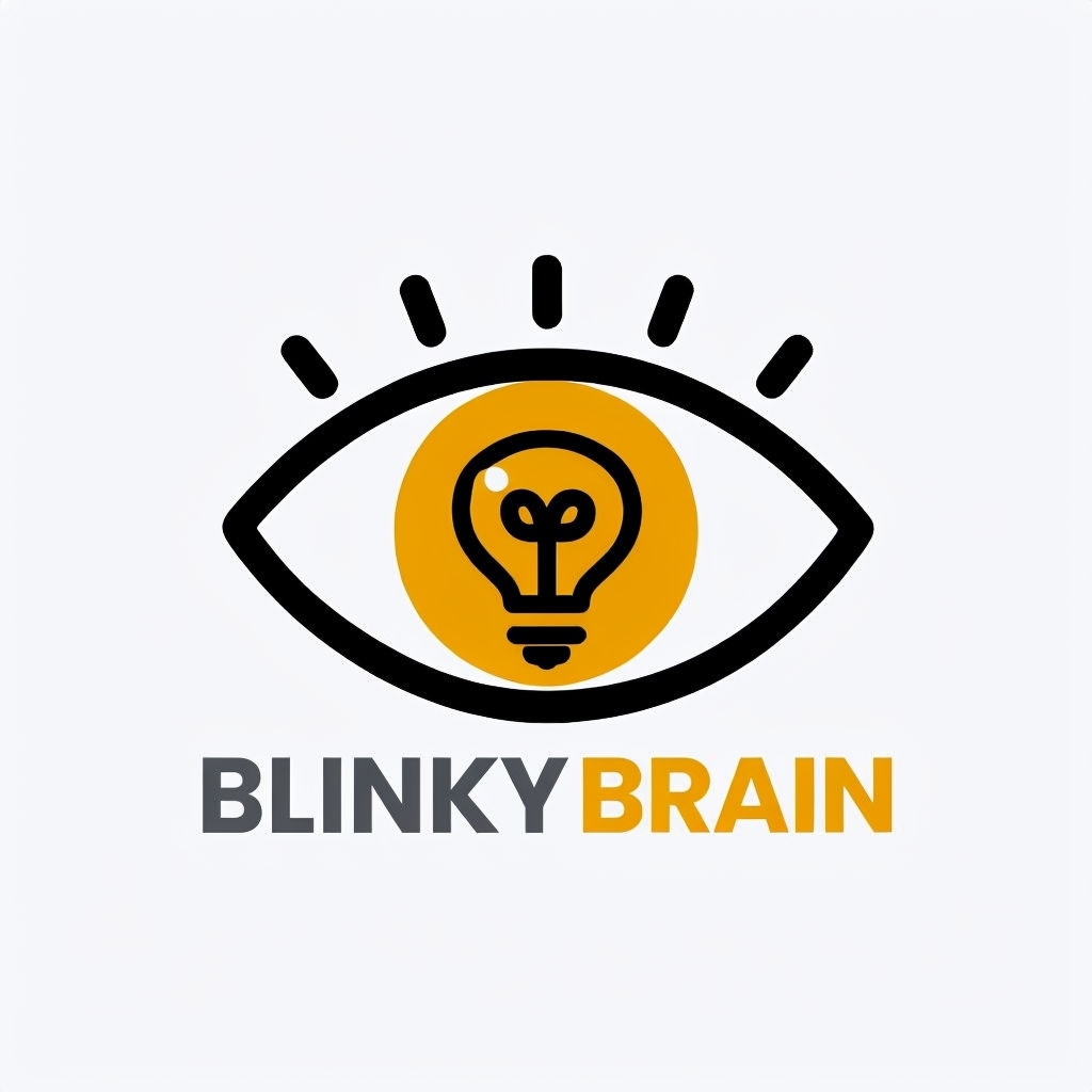Minimalist Playful Eye Logo Design for Blinky Brain Brand Logo