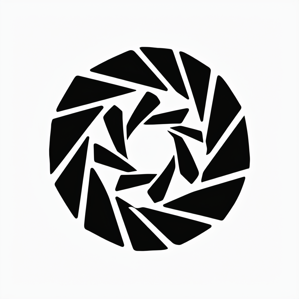 Black Geometric Camera Aperture Logo