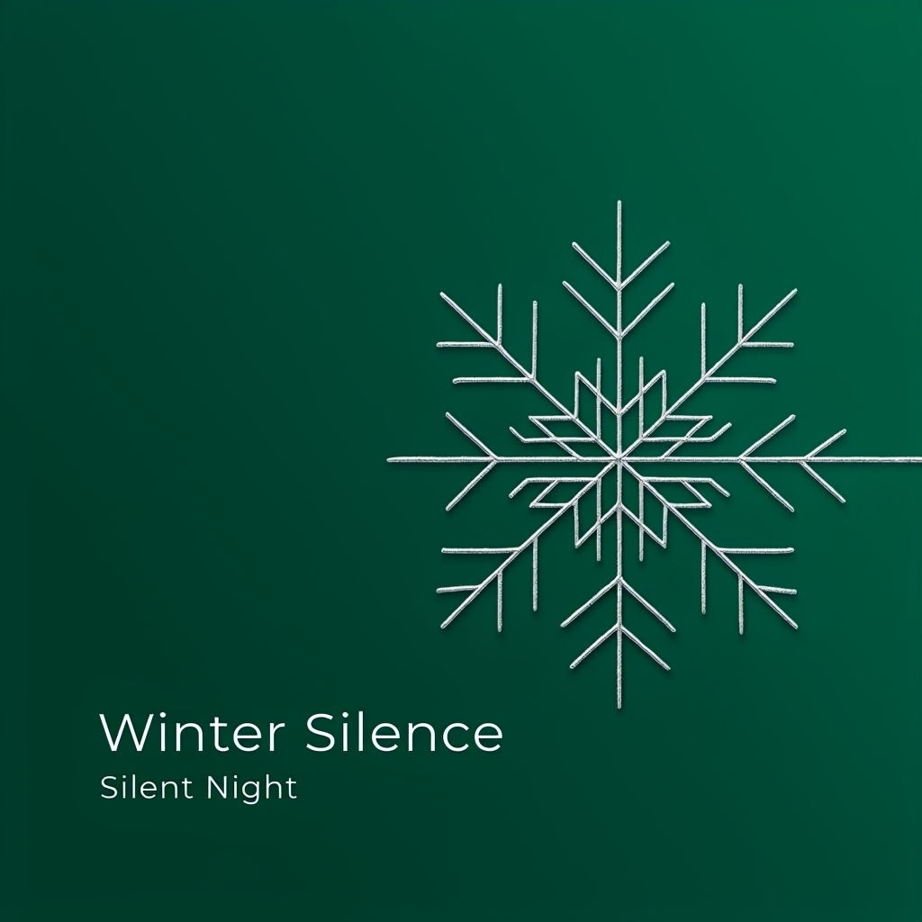 Minimalist Christmas Album Cover for Winter Silence with Snowflake Spotify Album Cover