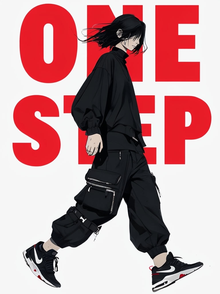 Dynamic One Step Movement Illustration Poster