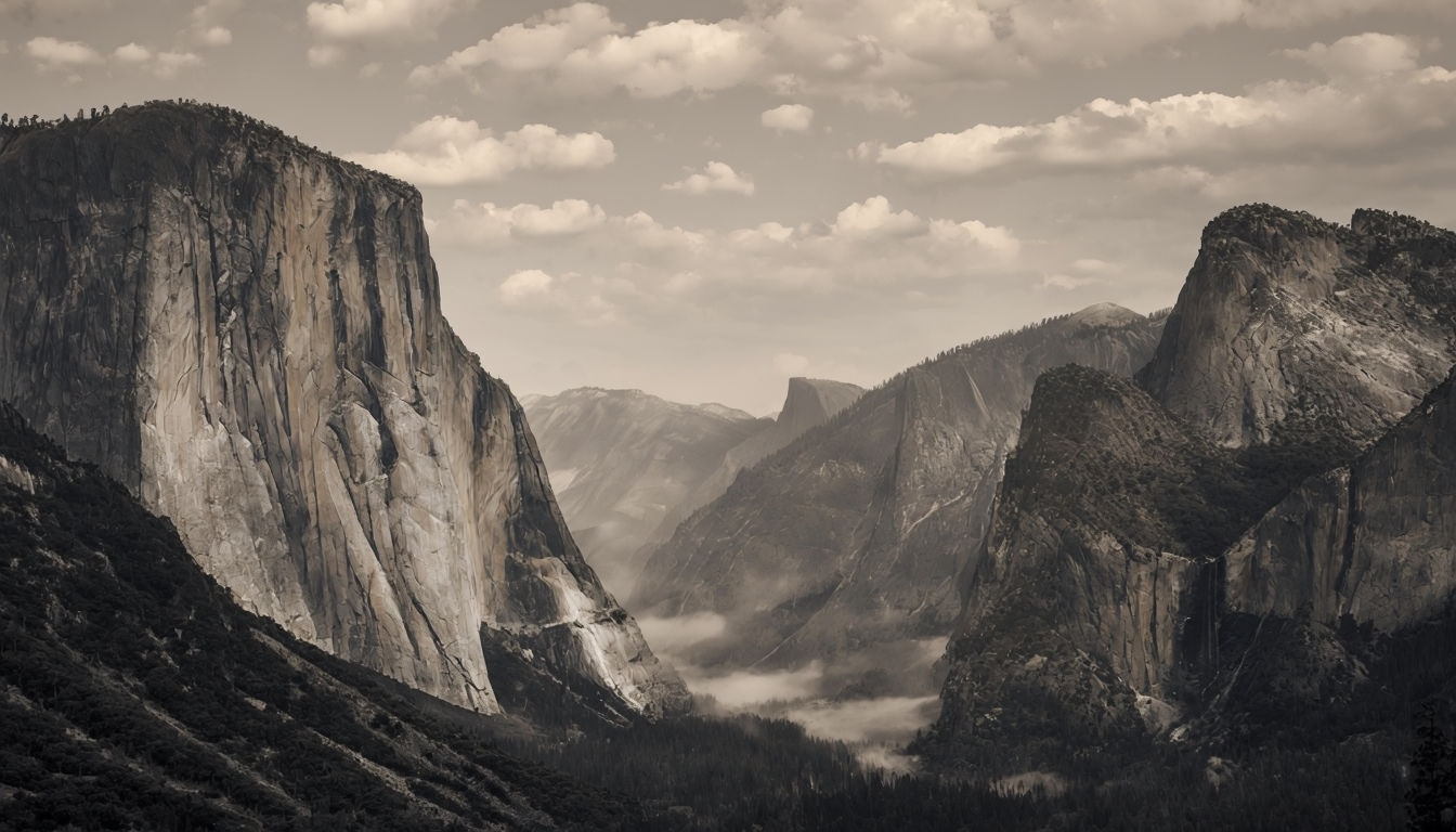 Dramatic Black and White Mountain Landscape Photograph Background