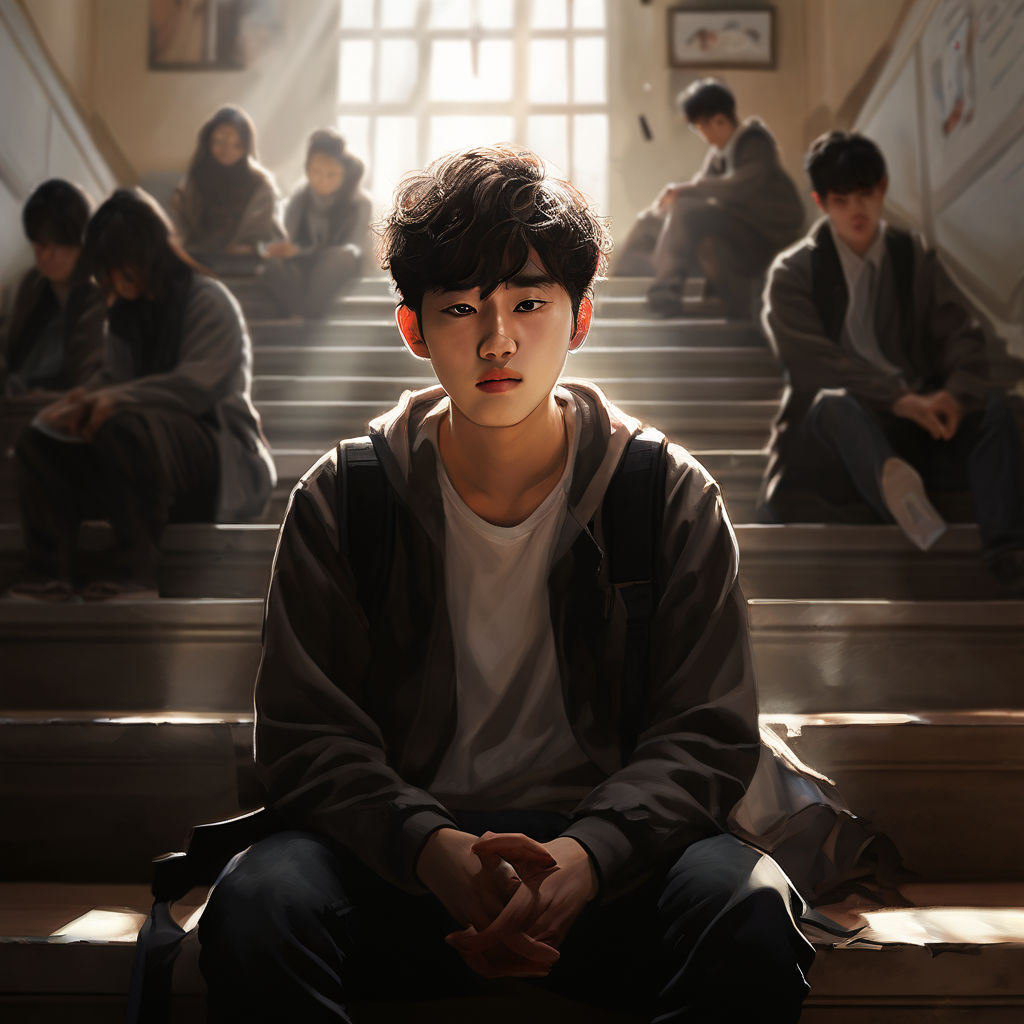 depiction-of-a-korean-high-school-student-seated-alone-on-th-by