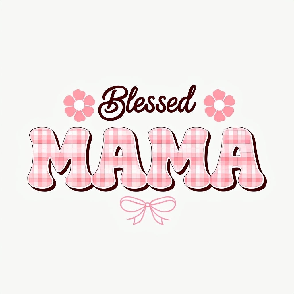 Blessed MAMA Cursive Text with Floral Accents Mug