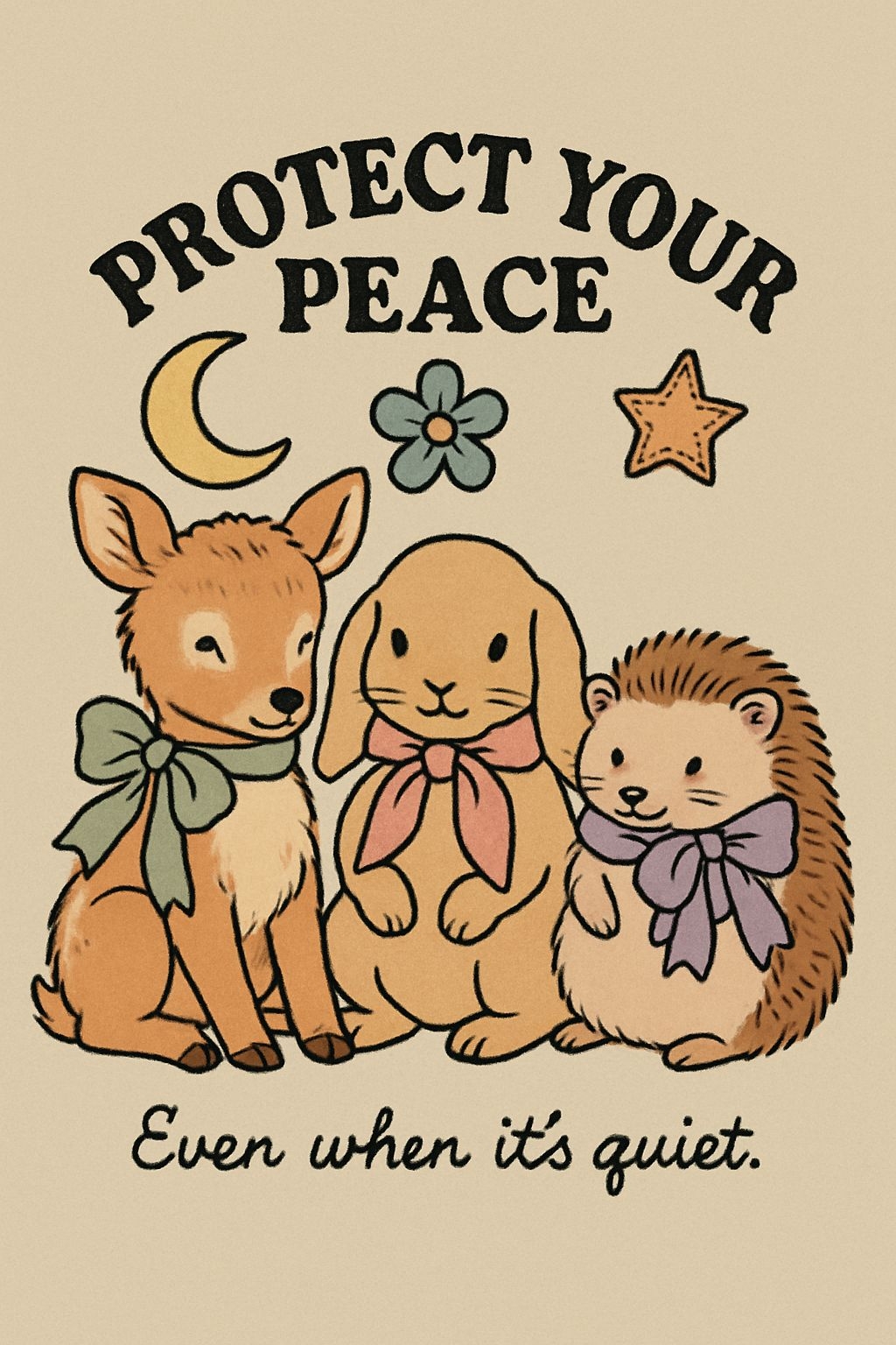 Whimsical Animal Characters Protect Your Peace Poster