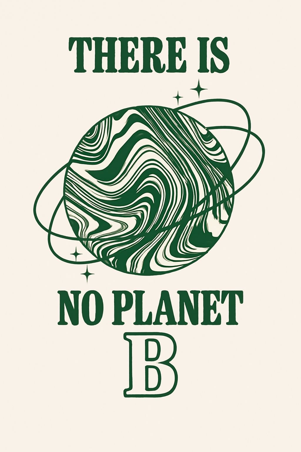 Retro Planet B Graphic Design with Celestial Orbits Poster
