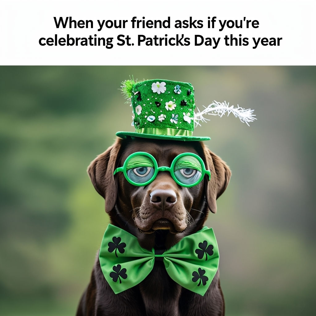 Humorous St. Patrick's Day Labrador Retriever Dog Meme